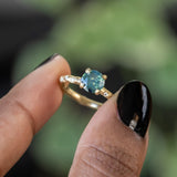 1.39ct Silky Sapphire Evergreen Four-Prong and Scattered Diamond Solitaire in Satin 18k Yellow Gold