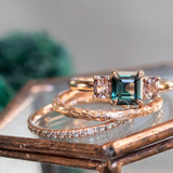 3.50ct Untreated Nigerian Teal Green Sapphire Six Prong Split Shank Solitaire in 18k Yellow Gold