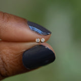 0.04ctw Mini Round Bezel Diamond Stud Earrings in Solid Gold