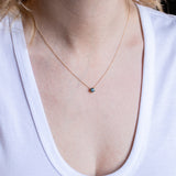 0.80ct Round Sapphire Six Prong Necklace in 14k Yellow Gold