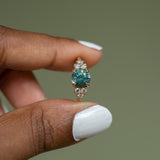 2.27ct Round Teal Madagascar Sapphire and Diamond Cluster Ring in 14k Yellow Gold