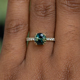 1.79ct Round Parti Madagascar Sapphire Solitaire with Diamonds in 18k Satin Yellow Gold