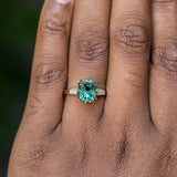 3.05ct Fancy Cushion Color-Shifting Sapphire Double Prong Vintage Cathedral Ring in 14k Yellow Gold