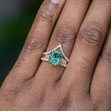 3.05ct Fancy Cushion Color-Shifting Sapphire Double Prong Vintage Cathedral Ring in 14k Yellow Gold