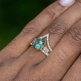 3.05ct Fancy Cushion Color-Shifting Sapphire Double Prong Vintage Cathedral Ring in 14k Yellow Gold