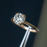 1.76ct Round Salt & Pepper Diamond Hidden Halo Double Prong Solitaire in 14k Yellow Gold