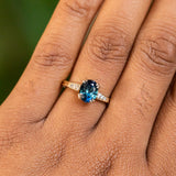 1.88ct Oval Sapphire Double Prong Vintage Cathedral Ring in 14k Yellow Gold