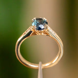 1.88ct Oval Sapphire Double Prong Vintage Cathedral Ring in 14k Yellow Gold