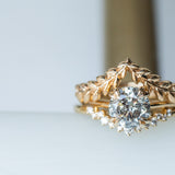 1.76ct Round Salt & Pepper Diamond Hidden Halo Double Prong Solitaire in 14k Yellow Gold