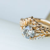 1.76ct Round Salt & Pepper Diamond Hidden Halo Double Prong Solitaire in 14k Yellow Gold