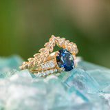 1.88ct Oval Sapphire Double Prong Vintage Cathedral Ring in 14k Yellow Gold