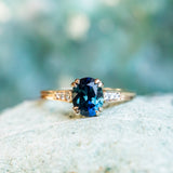 1.88ct Oval Sapphire Double Prong Vintage Cathedral Ring in 14k Yellow Gold