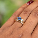1.07ct Round Ceylon Sapphire and 3.8MM Round Sapphires Three Stone Ring in 14K Yellow Gold