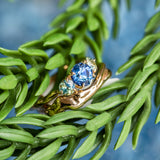 1.07ct Round Ceylon Sapphire and 3.8MM Round Sapphires Three Stone Ring in 14K Yellow Gold