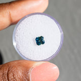 0.74CT ASSCHER CUT NIGERIAN SAPPHIRE, PARTI GREEN TEAL AND YELLOW, 4.95X4.91X3.24MM, UNTREATED