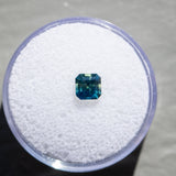 0.74CT ASSCHER CUT NIGERIAN SAPPHIRE, PARTI GREEN TEAL AND YELLOW, 4.95X4.91X3.24MM, UNTREATED