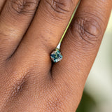 0.74CT ASSCHER CUT NIGERIAN SAPPHIRE, PARTI GREEN TEAL AND YELLOW, 4.95X4.91X3.24MM, UNTREATED