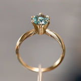 1.59ct Oval Montana Sapphire 6 Prong Evergreen Solitaire in 14K Yellow Gold