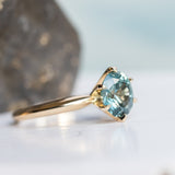 1.59ct Oval Montana Sapphire 6 Prong Evergreen Solitaire in 14K Yellow Gold