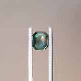 2.06CT EMERALD CUT MADAGASCAR SAPPHIRE, COLOR CHANGING DEEP TEAL TO PURPLE GREY, 7.4X6.32X4.28MM, UNTREATED