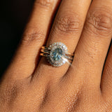 1.08ct Oval Montana Sapphire Halo Ring in 14k White Gold