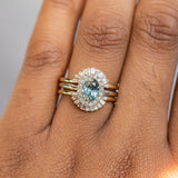 1.08ct Oval Montana Sapphire Halo Ring in 14k White Gold