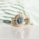 1.08ct Oval Montana Sapphire Halo Ring in 14k White Gold