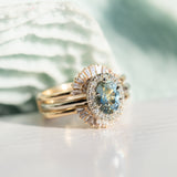 1.08ct Oval Montana Sapphire Halo Ring in 14k White Gold