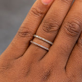 Straight Salt and Pepper Diamond French Set Wedding Band