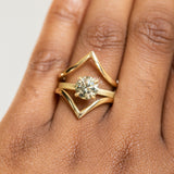 1.71ct Round Fancy Dark Green/Grey Diamond Flat Band 4 Prong Solitaire in 18k Yellow Gold