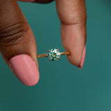 0.99ct Teal Moissanite Evergreen Solitaire Ring in 14k Yellow Gold