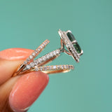 Straight Salt and Pepper Diamond French Set Wedding Band