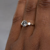 1.05ct Round Salt and Pepper and White Diamond Three Stone Ring in 14k Yellow Gold