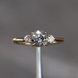 1.05ct Round Salt and Pepper and White Diamond Three Stone Ring in 14k Yellow Gold