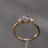 1.05ct Round Salt and Pepper and White Diamond Three Stone Ring in 14k Yellow Gold