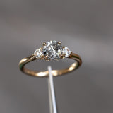 1.05ct Round Salt and Pepper and White Diamond Three Stone Ring in 14k Yellow Gold