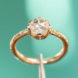 0.88ct Rosecut Moissanite Low Profile Six Prong Evergreen Solitaire in 14k Yellow Gold