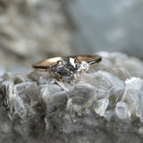 1.05ct Round Salt and Pepper and White Diamond Three Stone Ring in 14k Yellow Gold