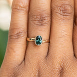 0.92ct Oval Sapphire Bezel Set Ring with Organic Alluvial Band In 14k Yellow Gold