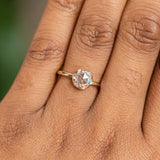 Antique style 6.5mm Round Rosecut Moissanite 6-Prong Low Profile Ring With Plain Rounded Band in 14K Yellow Gold