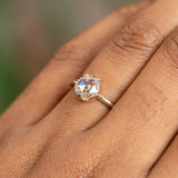 Antique style 6.5mm Round Rosecut Moissanite 6-Prong Low Profile Ring With Plain Rounded Band in 14K Yellow Gold