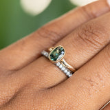 0.92ct Oval Sapphire Bezel Set Ring with Organic Alluvial Band In 14k Yellow Gold