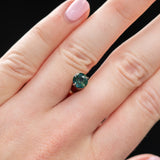 1.00CT ROUND BRILLIANT NIGERIAN SAPPHIRE, DEEP TEAL GREEN, 5.99X3.73MM, UNHEATED