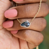 1.60ct Sapphire Bezel Set Necklace In 14k Yellow Gold