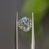 1.78CT ROSECUT FAT PEAR SALT AND PEPPER DIAMOND, CLEAR WITH EARTHY INCLUSIONS, 8.64X8.45X3.06MM