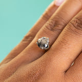 1.78CT ROSECUT FAT PEAR SALT AND PEPPER DIAMOND, CLEAR WITH EARTHY INCLUSIONS, 8.64X8.45X3.06MM