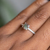 0.76ct Round Oregon Sunstone Solitaire Ring in Satin Sterling Silver