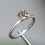 0.76ct Round Oregon Sunstone Solitaire Ring in Satin Sterling Silver