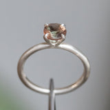 0.76ct Round Oregon Sunstone Solitaire Ring in Satin Sterling Silver