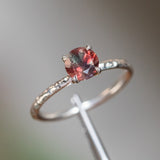 0.90ct Round Oregon Sunstone Solitaire Ring in Sterling Silver with Evergreen Texture